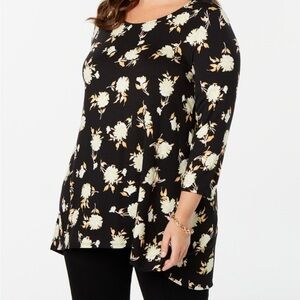 Alfani‎ Belle Fleur black floral tunic NWT 2X